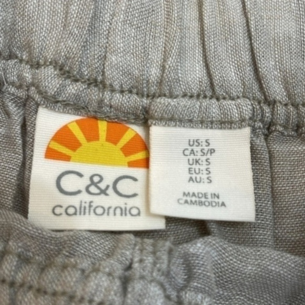 C&C California Gray wide leg linen/rayon/viscose pants size S color Gray - Picture 7 of 12